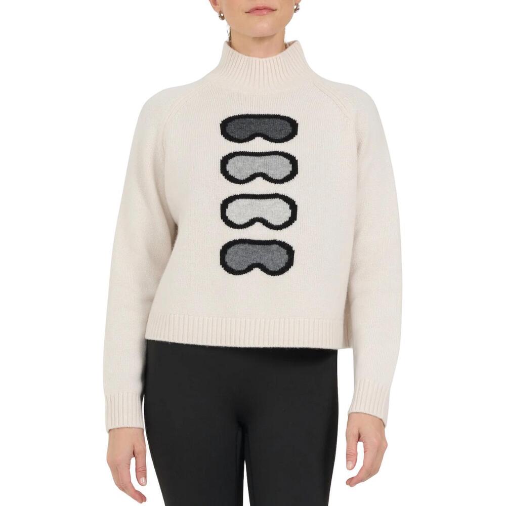 NEW ONE GREY DAY ski goggle mockneck sweater in ivory combo